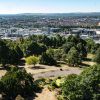 The view of Bristol from Cabot tower showing Brandon Hill park.