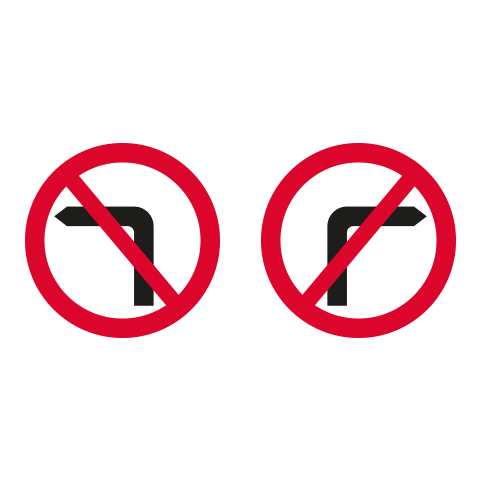 No left turn and no right turns signs