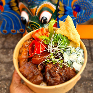 A bowl of contemporary Sri Lankan street food